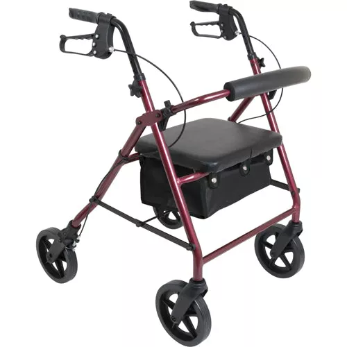 Deluxe Aluminum Rollator 8Wheels Burgundy