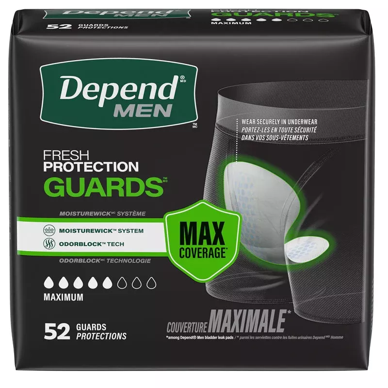 Depend Mens Bladder Control Pads, Fresh Protection Guards Heavy Absorbency One Size Fits Most