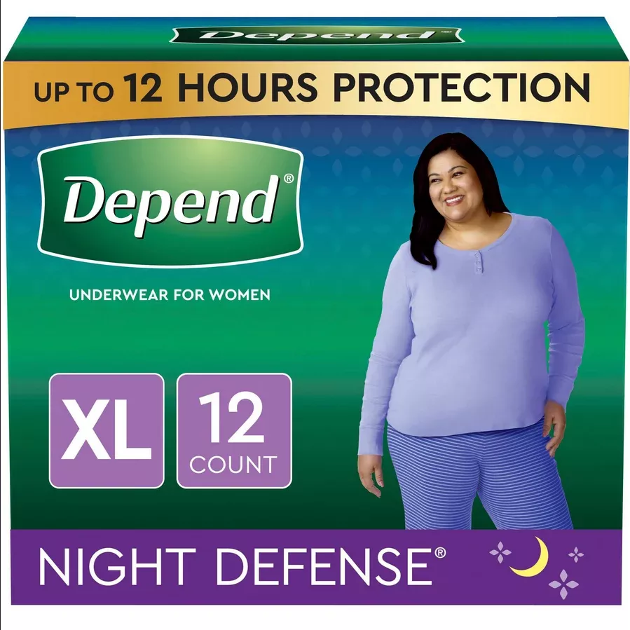 Depend Night Defense Incontinence Underwear for Women, Extra Large 12 ct