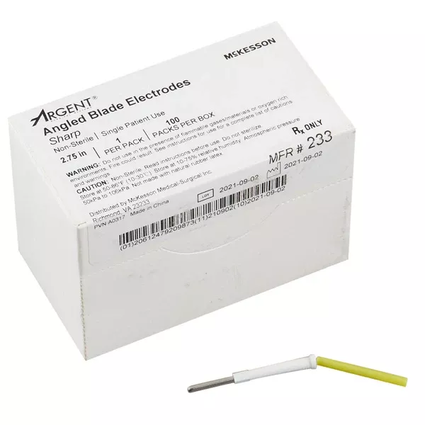 Dermal Tip Electrodes, Stainless Steel Angled Blade Tips, Sterile