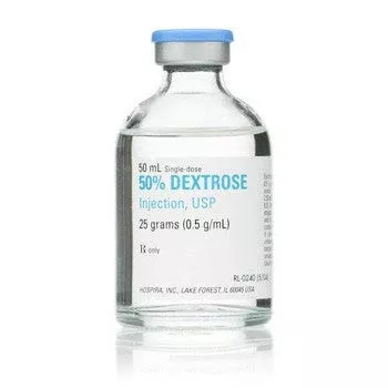 Dextrose 50% Injection Vials 50 mL by Pfizer 25/tray (Rx)