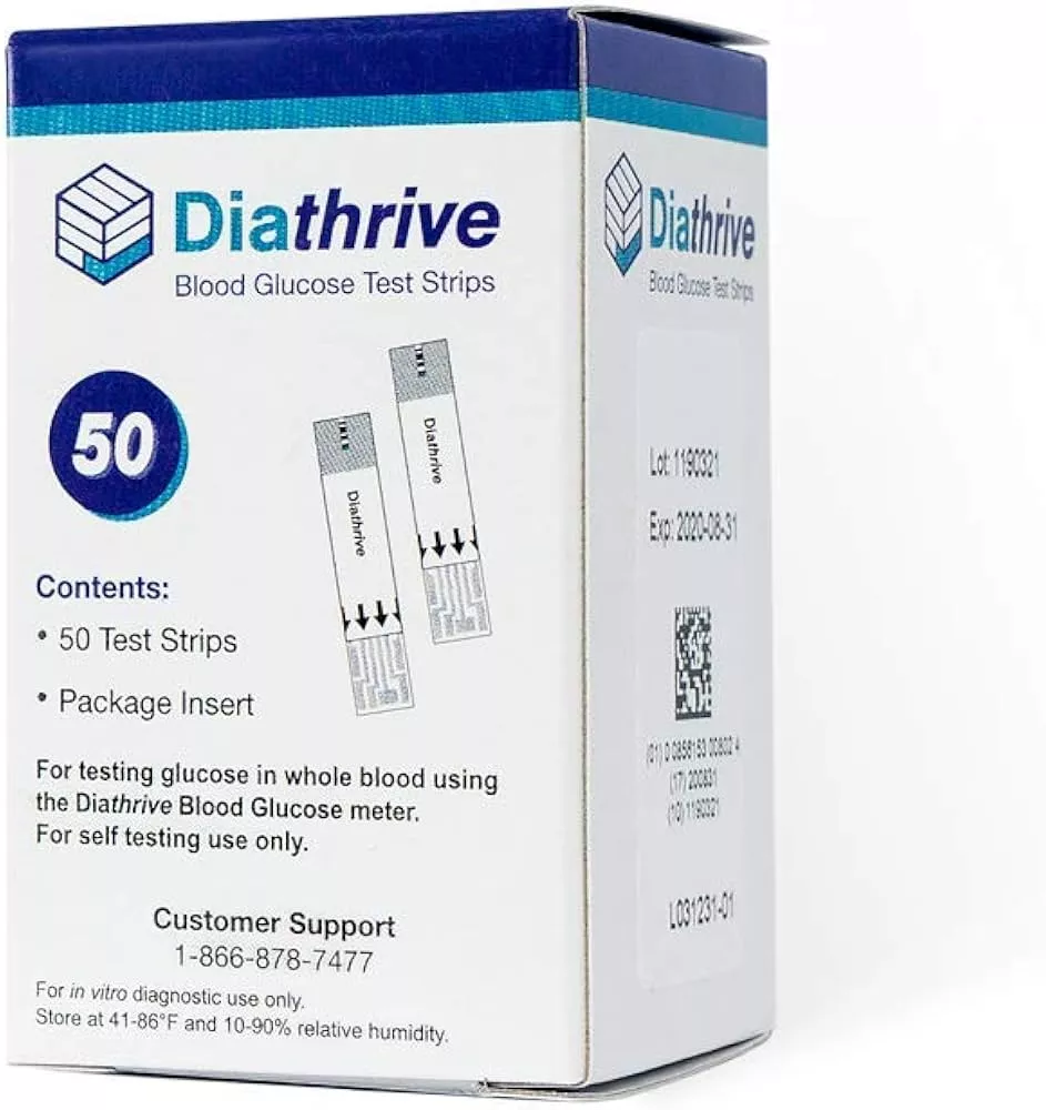 Diathrive Blood Glucose Test Strips – 50 Count