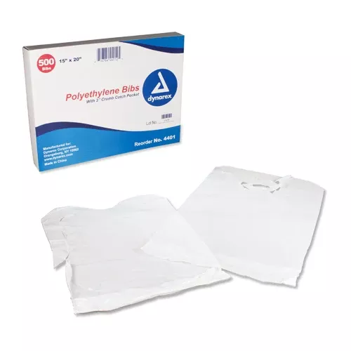 Disposable Polyethylene Bibs W/Crumb Pocket 15 x20Bx/500