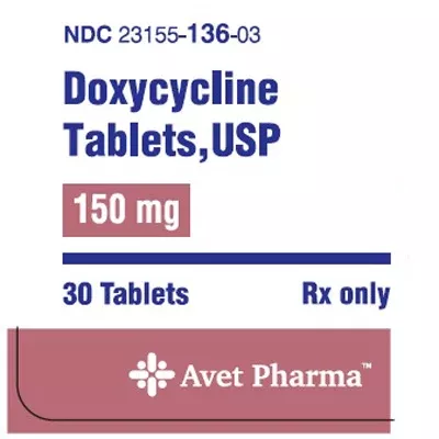Doxycycline Monohydrate 150 mg Tablets, 30 Count (RX)
