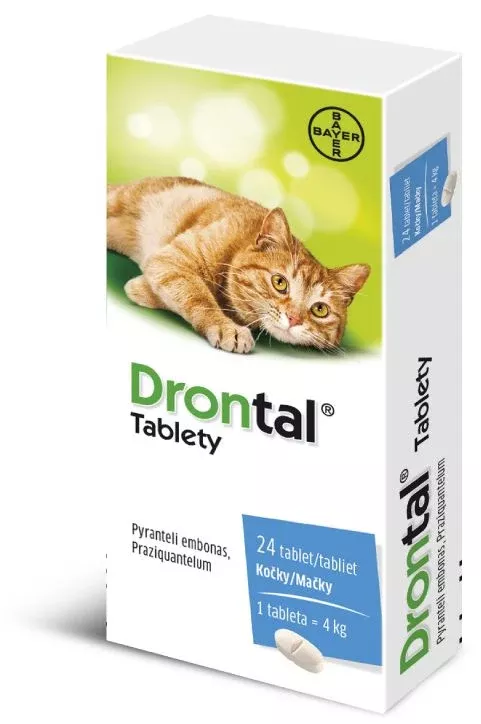 Drontal de-worming tablets for cats 24 pcs