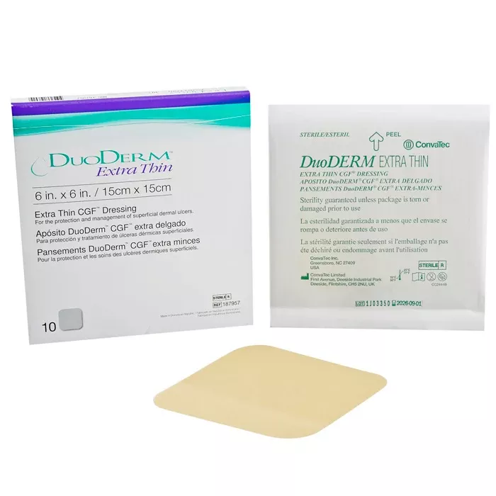 DuoDERM Extra Thin Hydrocolloid Dressings 6 x 6 inch Square, Sterile 10/Box