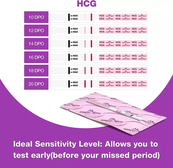 Easy@Home Pregnancy Test Strips: 20-HCG Tests with 20 Large Urine Cups| Accurate & Clear Detection