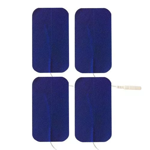 Economy 2" x 3.5" Blue Cloth Rectangle EMS & TENS Electrode Pad - 1 Pack (4 Pads)