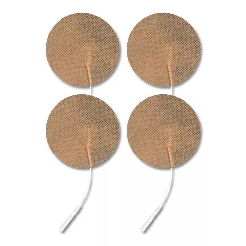 Economy 3" Tan Cloth Round EMS & TENS Electrode Pad - 1 Pack (4 Pads)