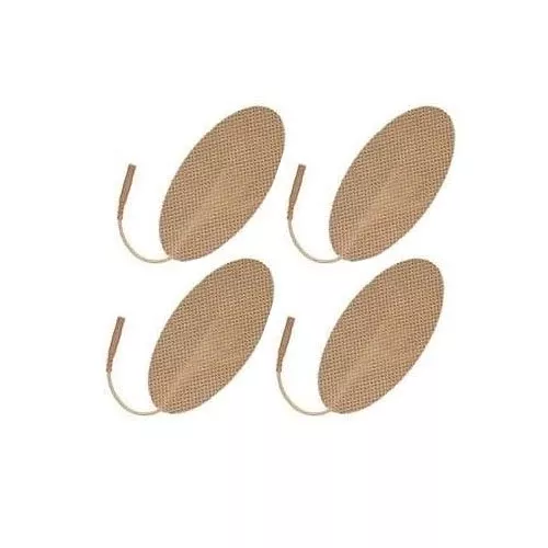 Economy Pack: 4 Oval Tan Cloth EMS/TENS Pads, 2"x4