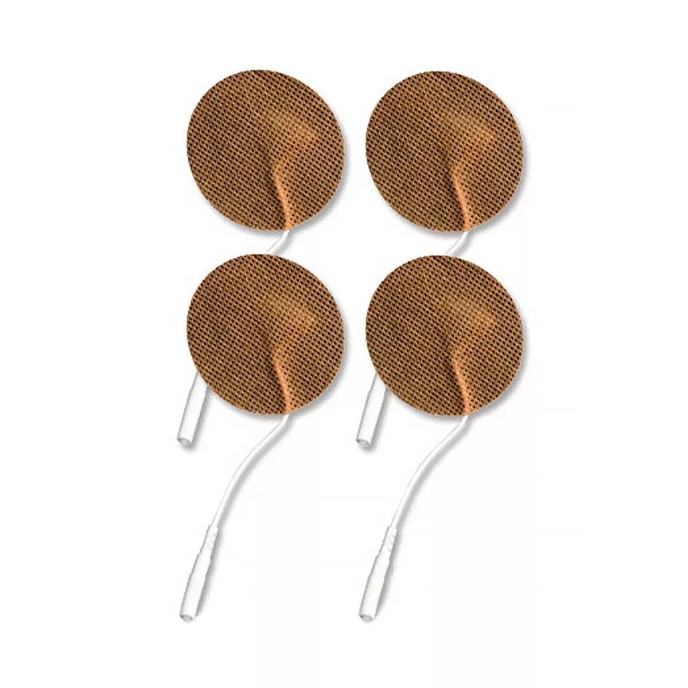 Economy Pack: 4 Round Tan Cloth EMS/TENS Pads, 1.25