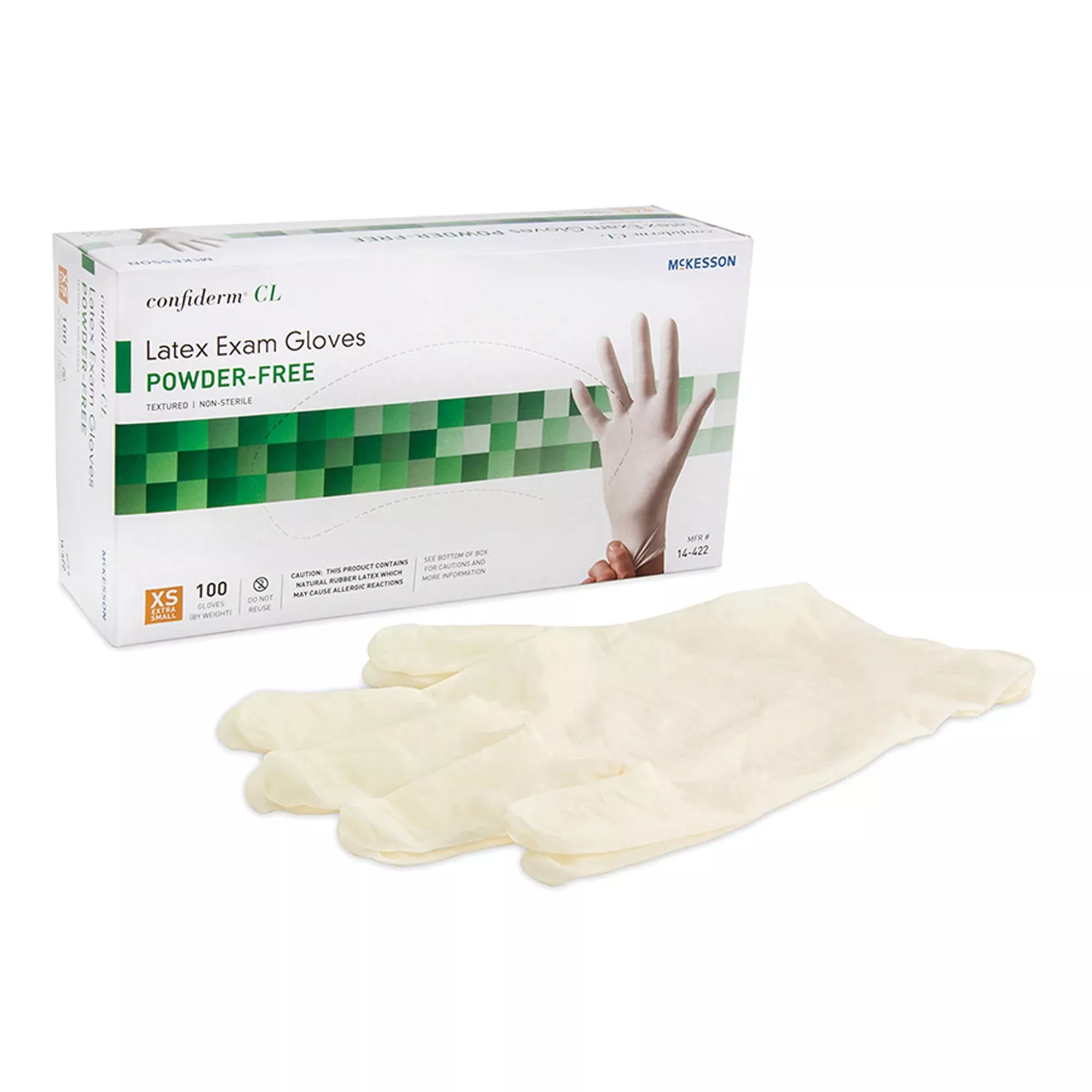 Exam Glove McKesson Confiderm NonSterile Latex Standard Cuff Length Textured Fingertips Ivory Not Rated