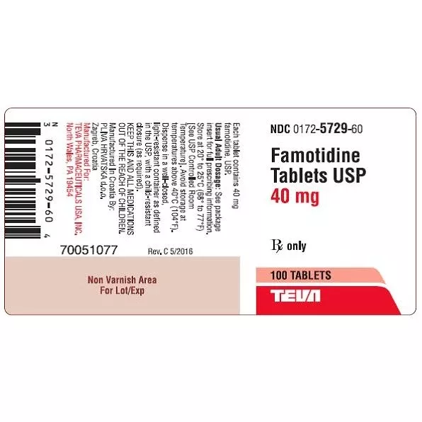 Famotidine 40 mg Acid Reducer Tablets 100 Count by Teva(RX)
