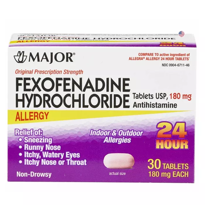 Fexofenadine 180 mg Allergy Relief Tablets, 30 Tablets
