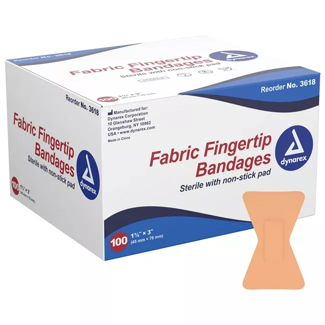 Fingertip Adhesive Bandaids Flexible Fabric 1.75" x 3"100/Box
