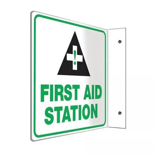 First Aid Station Projection Wall Sign, Green/Black/White