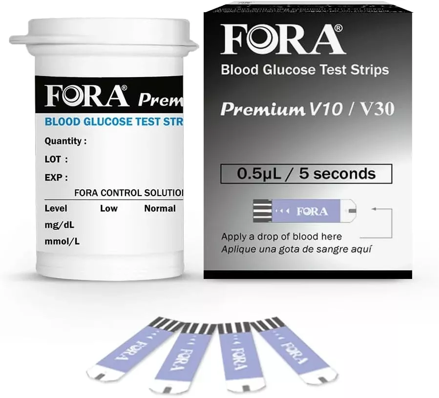 FORA Premium V10/V30 Blood Glucose Test Strips – 50 Count