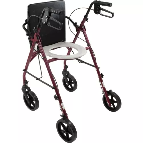 Free2GoTM Rollator Burgundy Toilet SeatWalkerFrame