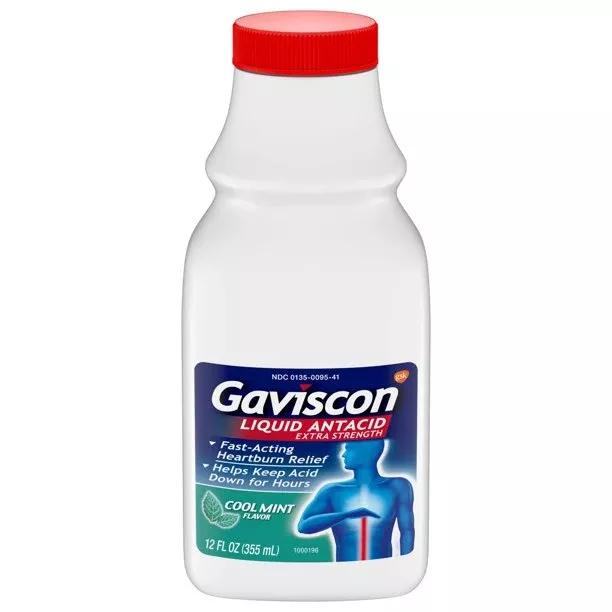 Gaviscon Extra Strength Heartburn Relief Liquid Antacid, Cool Mint 12 oz