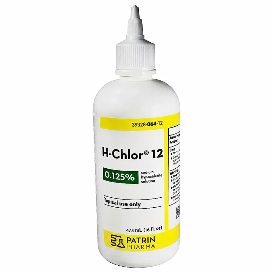 H-Chlor 12 Sodium Hypochlorite 0.125% Antiseptic Wound Cleanser Solution 473 mL