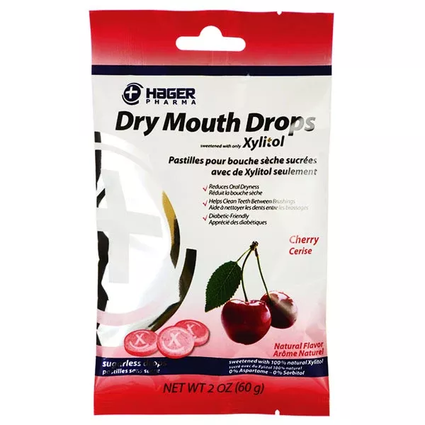 Hager Dry Mouth Drops Lozenges Cherry Flavor 26 Count