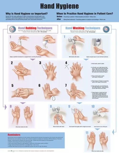 Hand Washing Hygiene Instruction Poster
