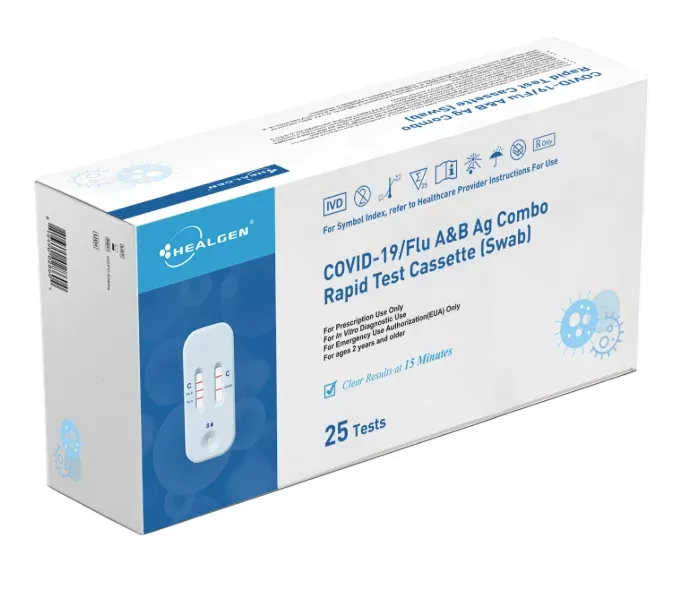 Healgen COVID-19/Flu A&B Antigen Rapid Test – 25 Pack (EUA)