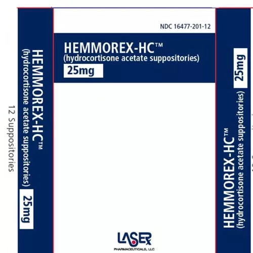 Hemmorex HC Rectal Suppositories 25mg, 12-Pack (Rx)
