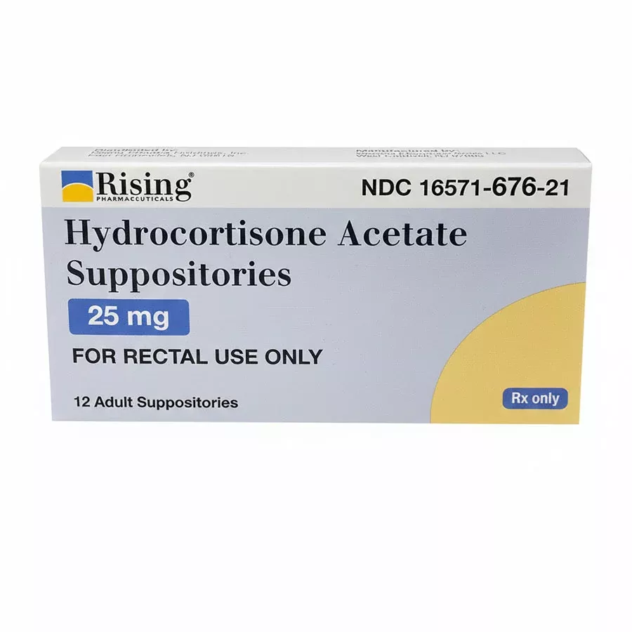 Hydrocortisone Acetate Suppositories 25 mg by Rising Pharmaceuticals 12/Box (Rx)