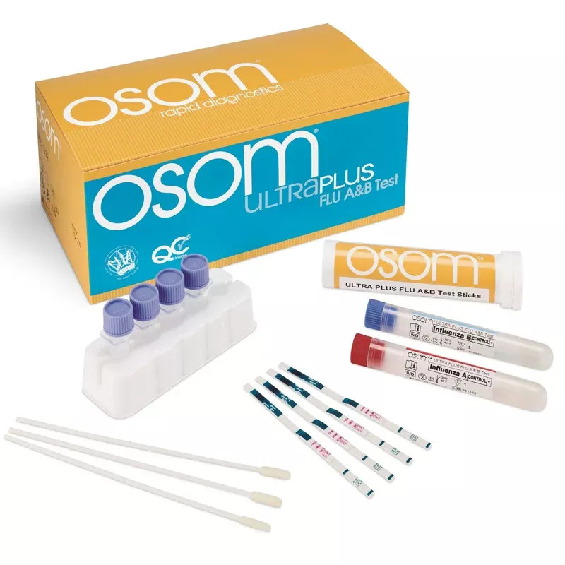 Influenza Rapid Test, OSOM Ultra Plus Rapid Flu A+B Testing Kit for Virus Detection, 25/ Box (Ships 2-3 Days)