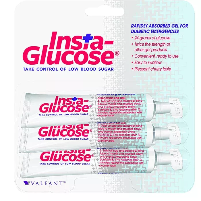 Insta-Glucose Gel For Low Blood Sugar, 24 gram Tubes, (3-Pack)