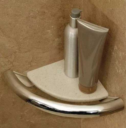 Invisia Corner Shelf Grab Bar Chrome Plated