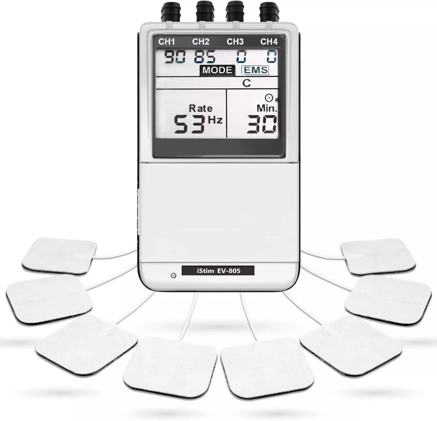 iSTIM EV-805 TENS EMS 4-Channel Rechargeable Combo Unit