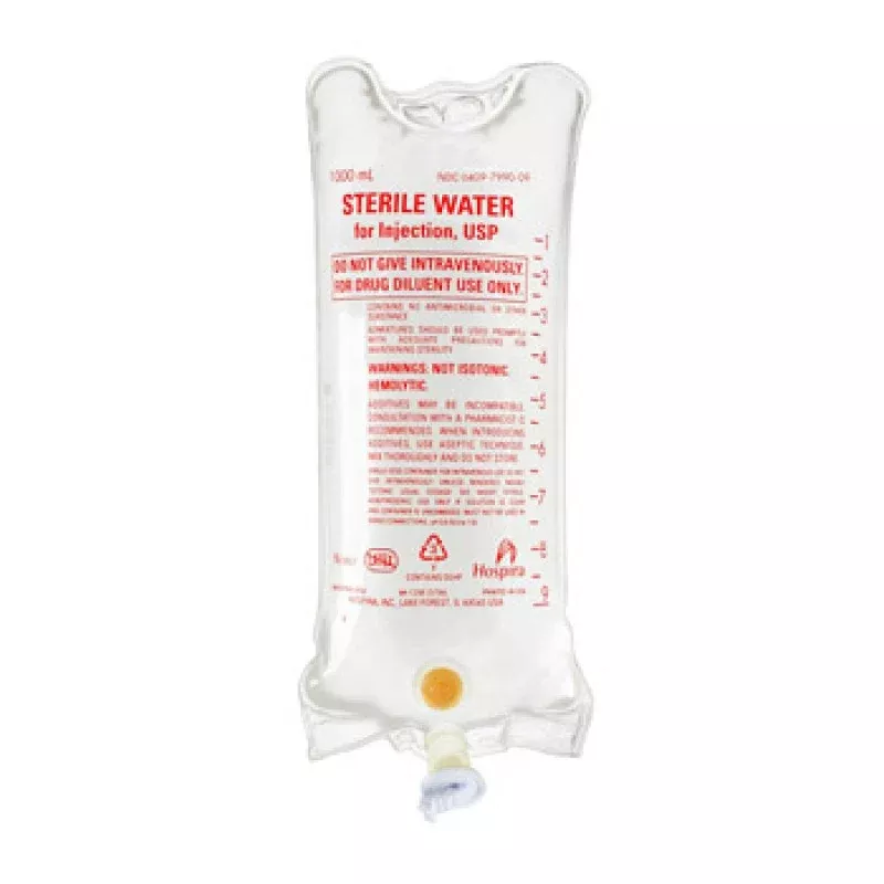 IV Bag Sterile Water for Injection Solution 1000ml, 12/Case (Rx)
