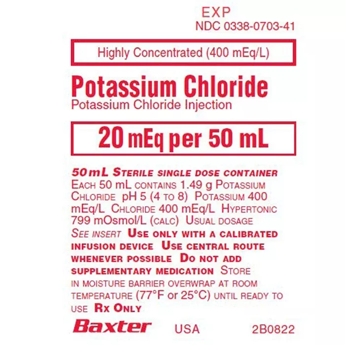 IV Bags, Potassium Chloride IV Bags Solution 50 mL, 24/Case