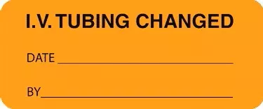 IV Tubing Change Labels, Orange 1000/Roll