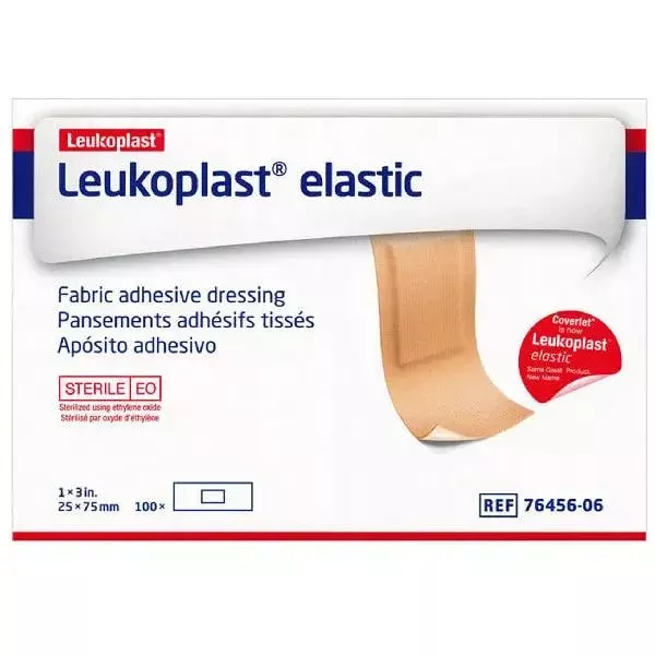 Leukoplast Elastic Adhesive Strips 1 x 3 inches 100 Count