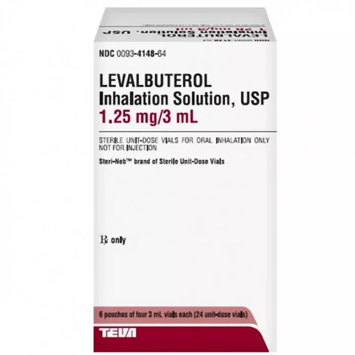 Levalbuterol Inhalation Solution 1.25mg Nebulizer Vial 3 mL x 30/Box - Teva (Rx)