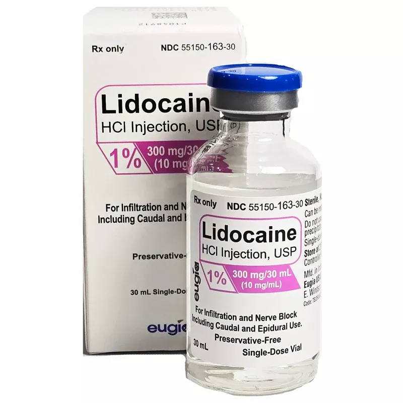 Lidocaine 1% Hydrochloride Injection 30 mL Single-Dose Vial, Eugia (Rx)