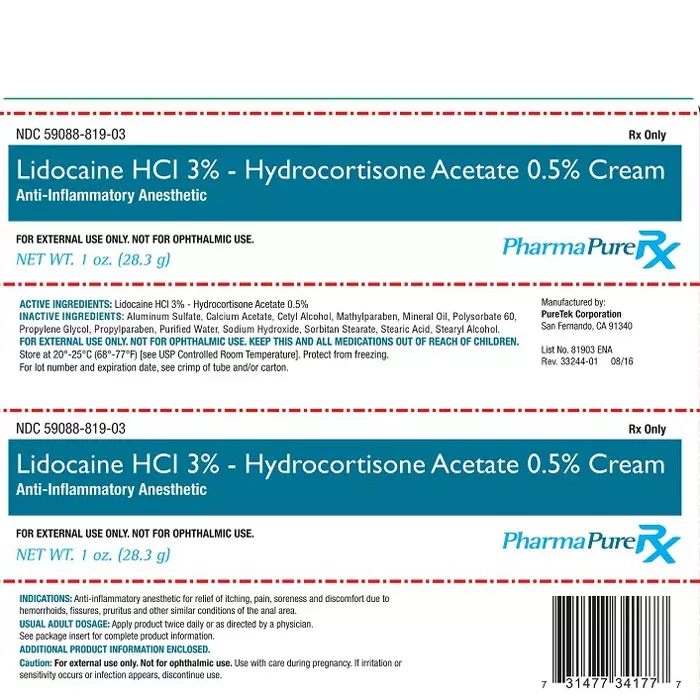 Lidocaine HCI 3% with Hydrocortisone Acetate 0.50% Rectal Relief Cream (Rx)