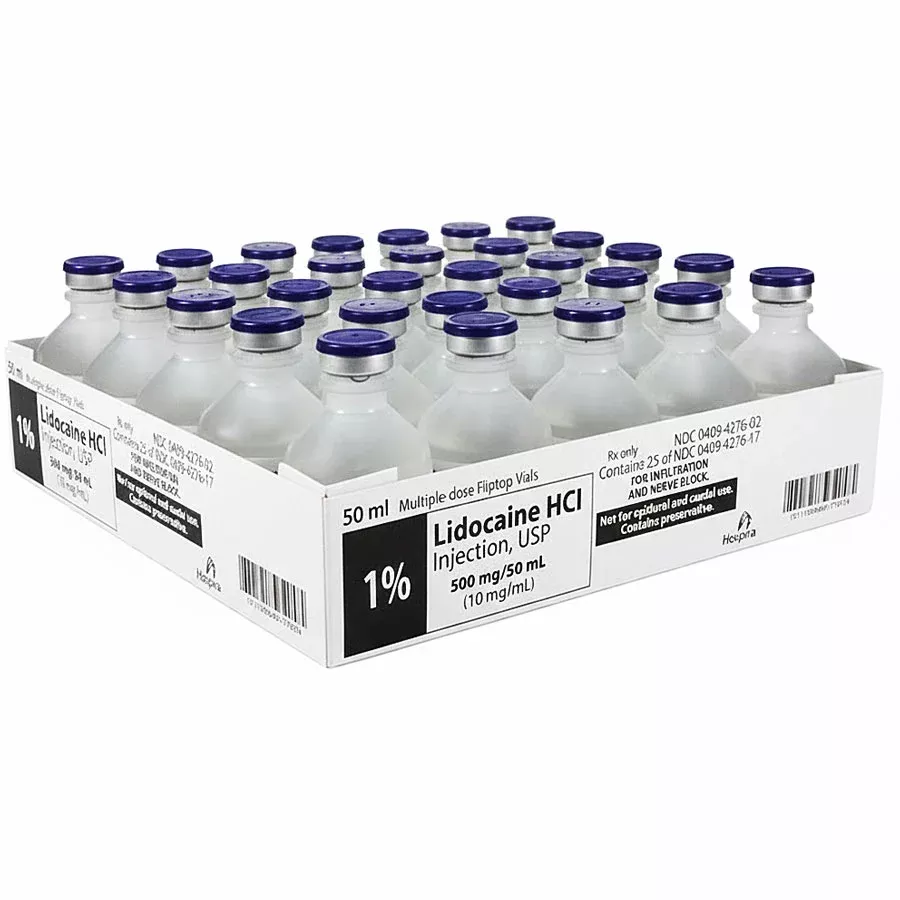Lidocaine Hydrochloride 1% Injection 50 mL Multiple Dose, 25/Pack (Rx)