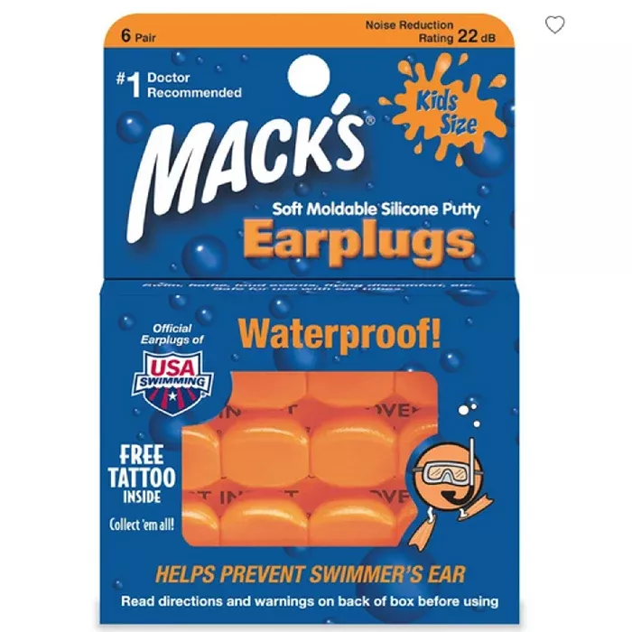 Macks Ear Plugs Pillow Soft for Kids Moldable Silicone 12 Pack