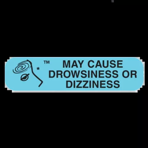 May Cause Drowsiness or Dizziness Label, 1000 count