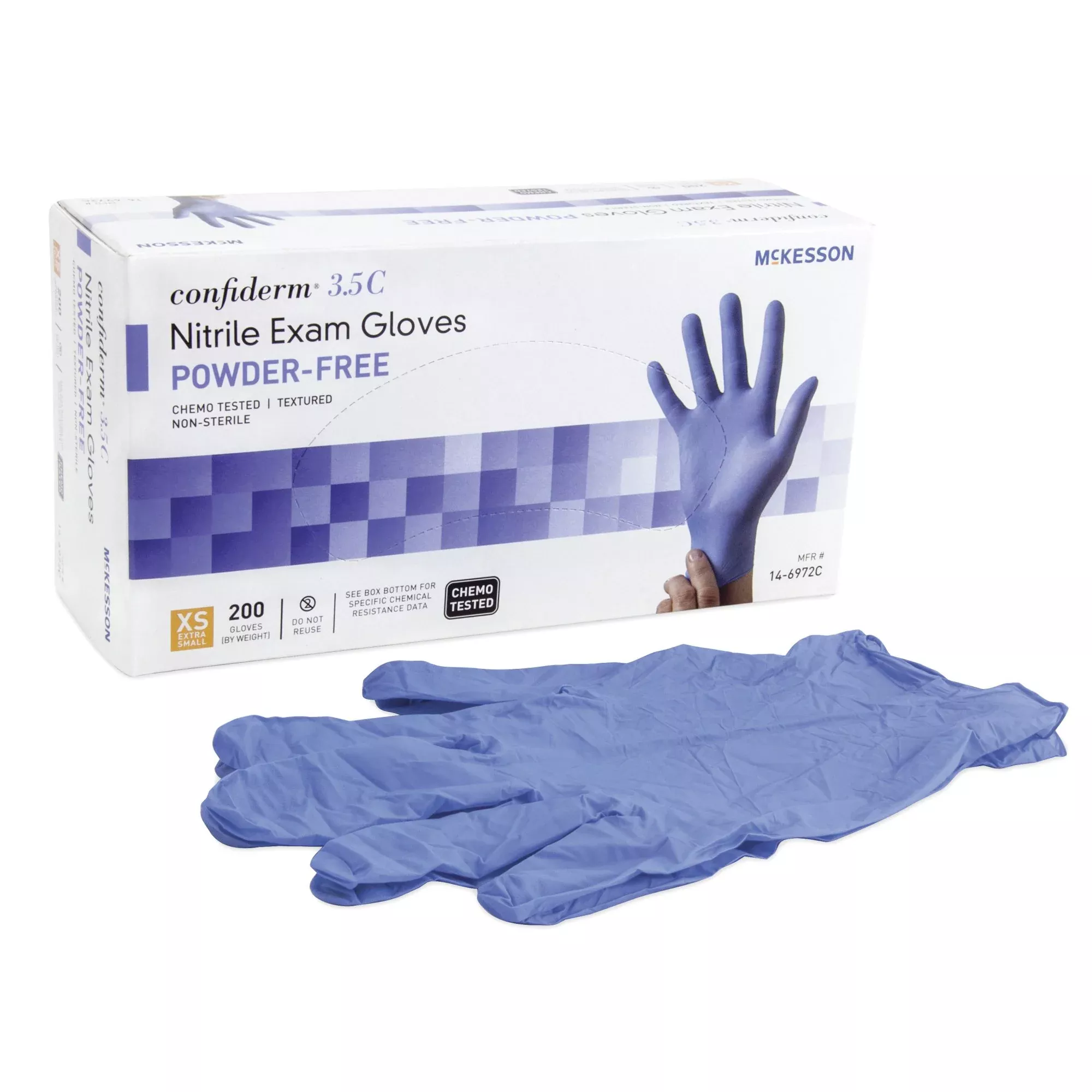 McKesson Confiderm 3.5C Nitrile Exam Gloves – Chemo Tested, Textured Fingertips