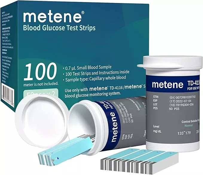 Metene TD-4116 Blood Glucose Test Strips – 100 Count