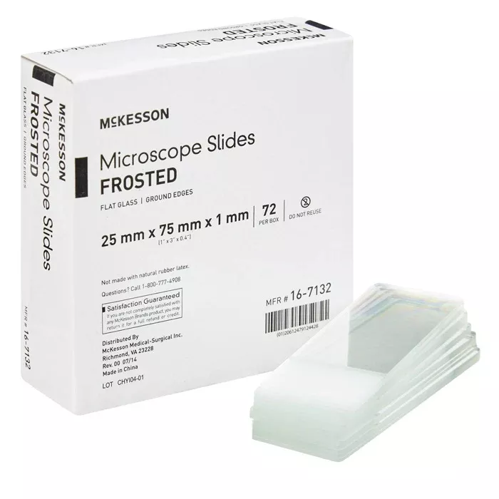 Microscope Slides with Frosted-Edge Glass, Ground Edges, 1 mm Thick 72/Box