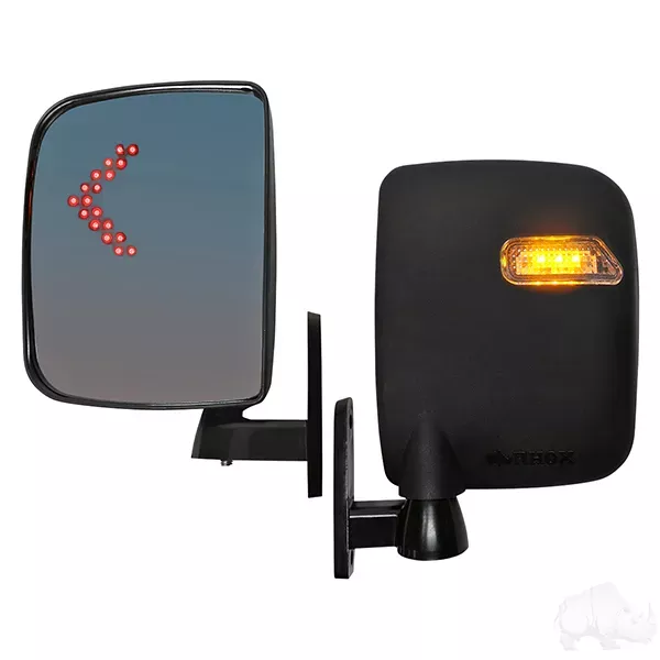 Mirror, Deluxe LED Side, Running/Turn Signal Lights 12-48V