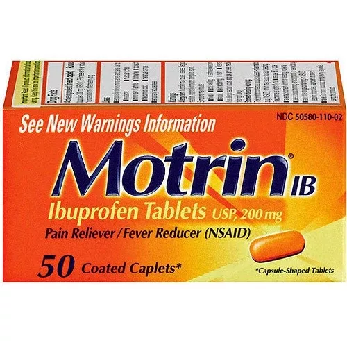 Motrin IB Ibuprofen 200 mg Coated Caplets 50 Count