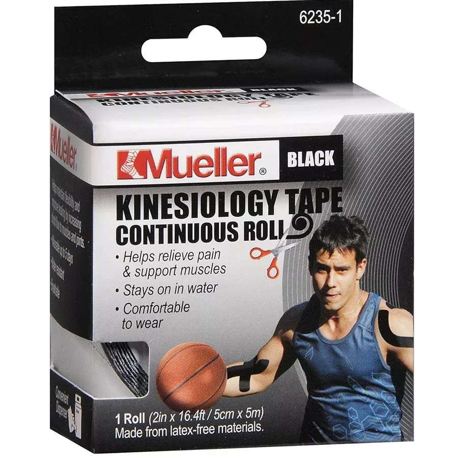 Mueller Kinesiology Tape Continuous Roll 2 inch x 16 Feet, Black