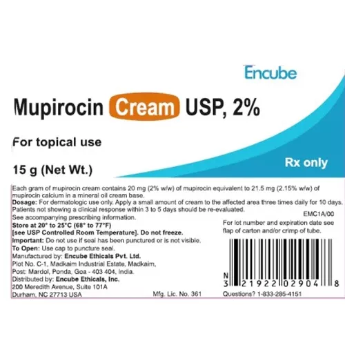 Mupirocin Cream 2% by Encube 15 gram (RX)